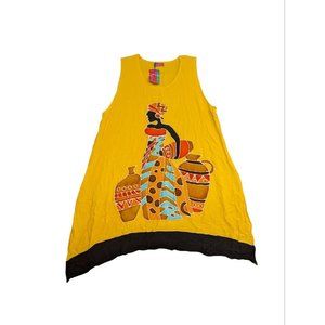 Boho Retro Tribal  Caftan Kaftan Muumuu Hostess Maxi Dress One Size Sleeveless